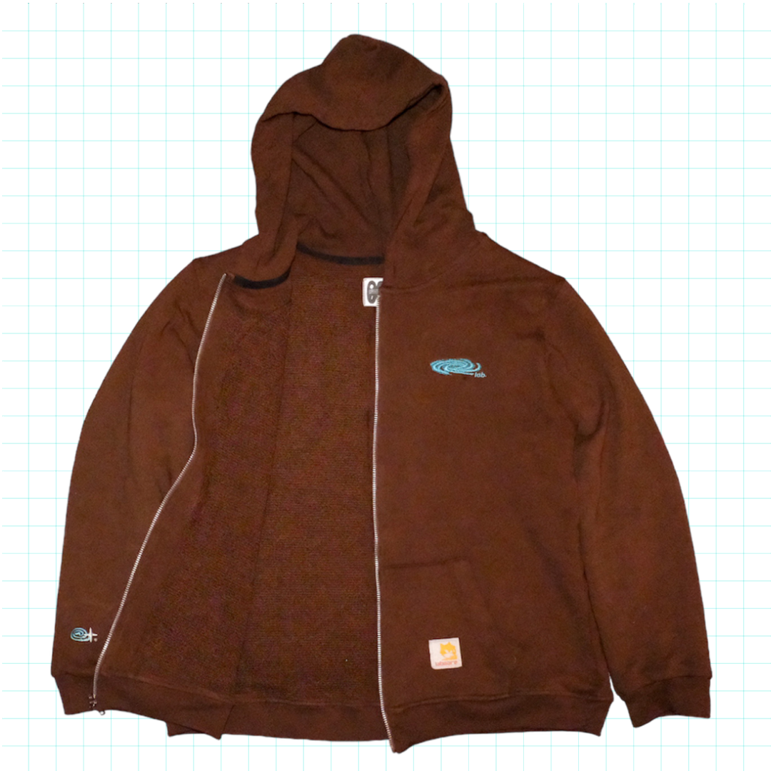 Labware Waffle Thermal Zip Up Hoodie - Brown