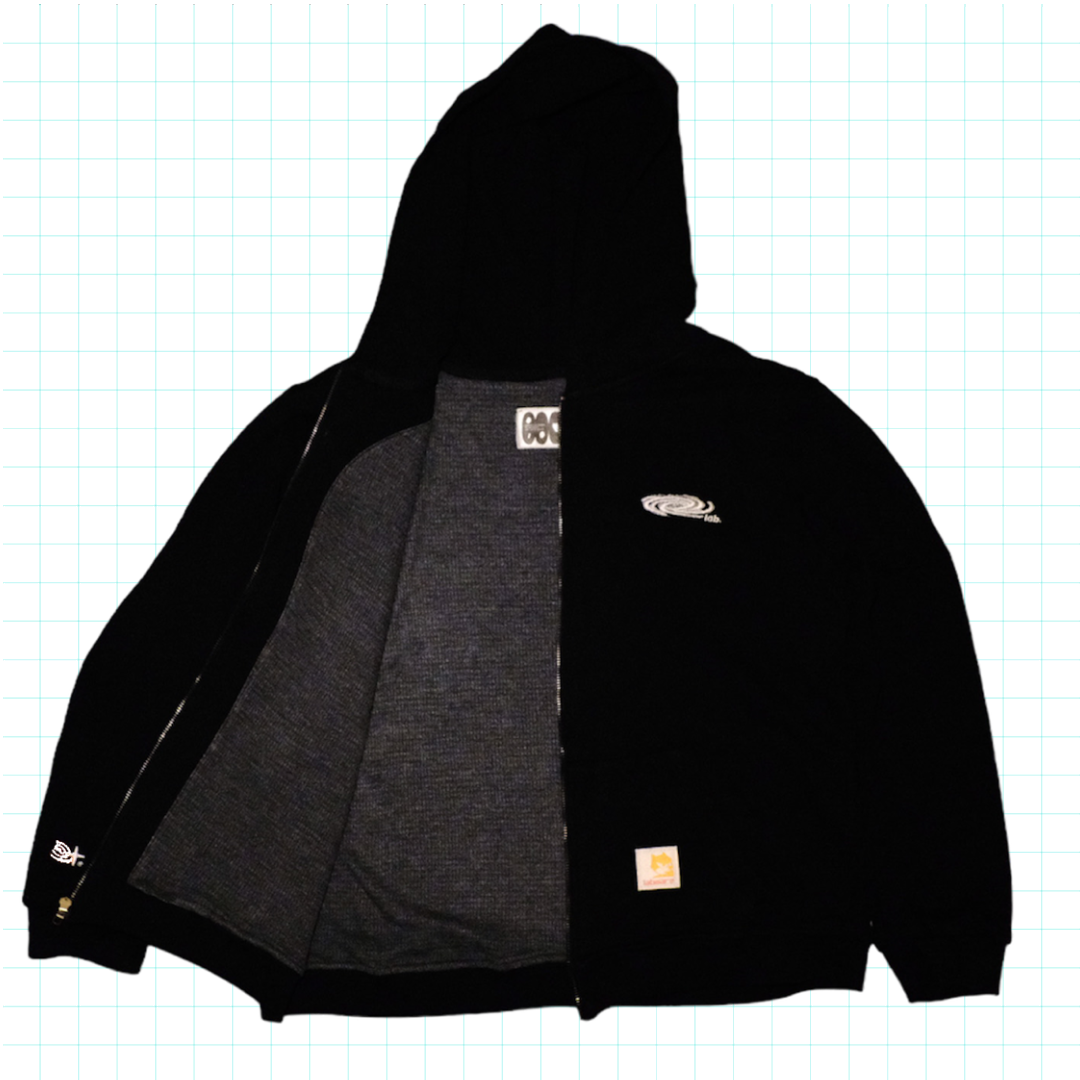 Labware Waffle Thermal Zip Up Hoodie - Black