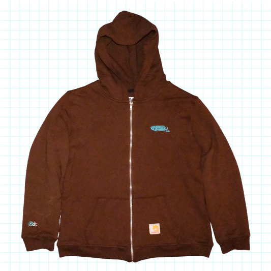 Labware Waffle Thermal Zip Up Hoodie - Brown