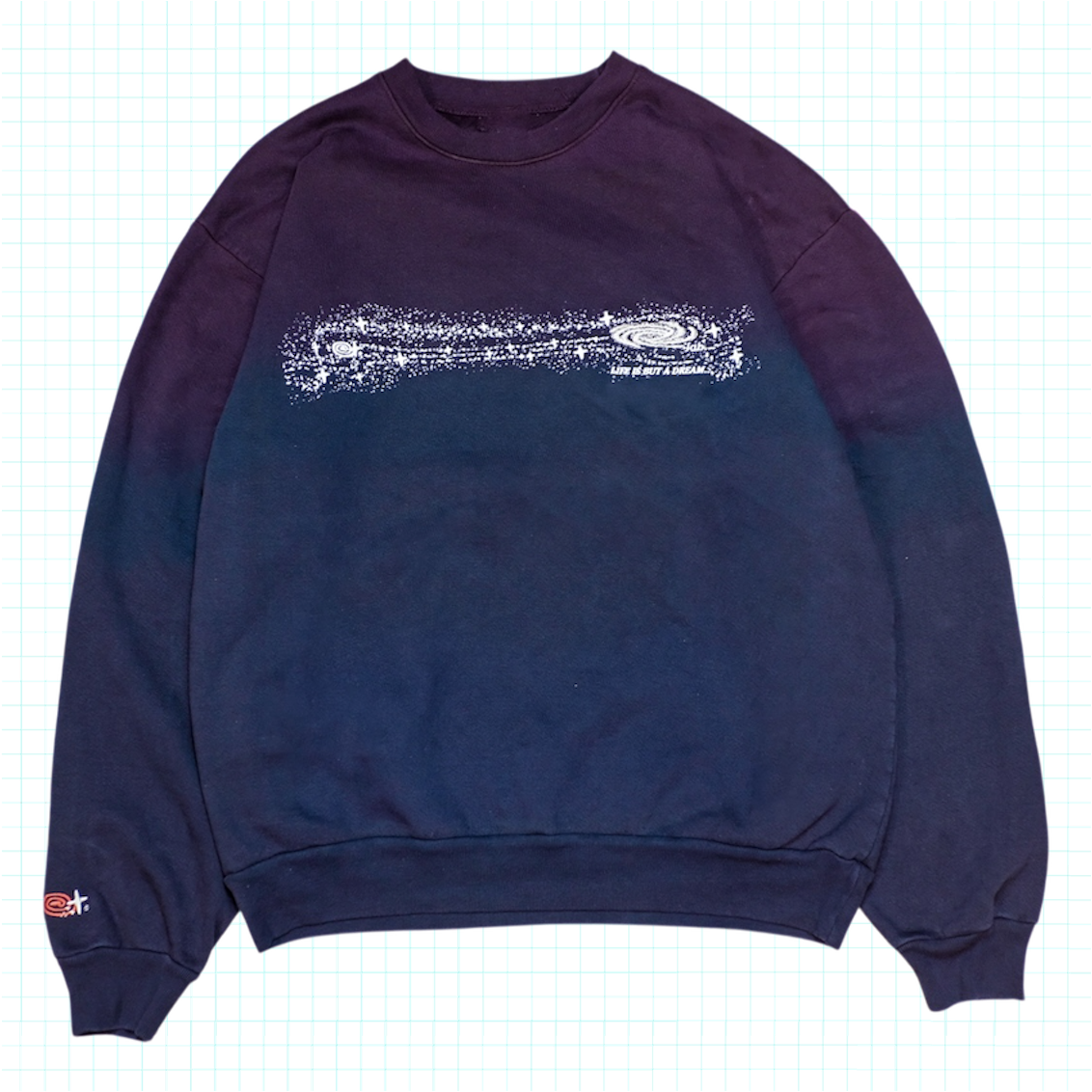 LIFE IS BUT A DREAM Dip Dye Ombré Sweatshirt - Purple/Navy
