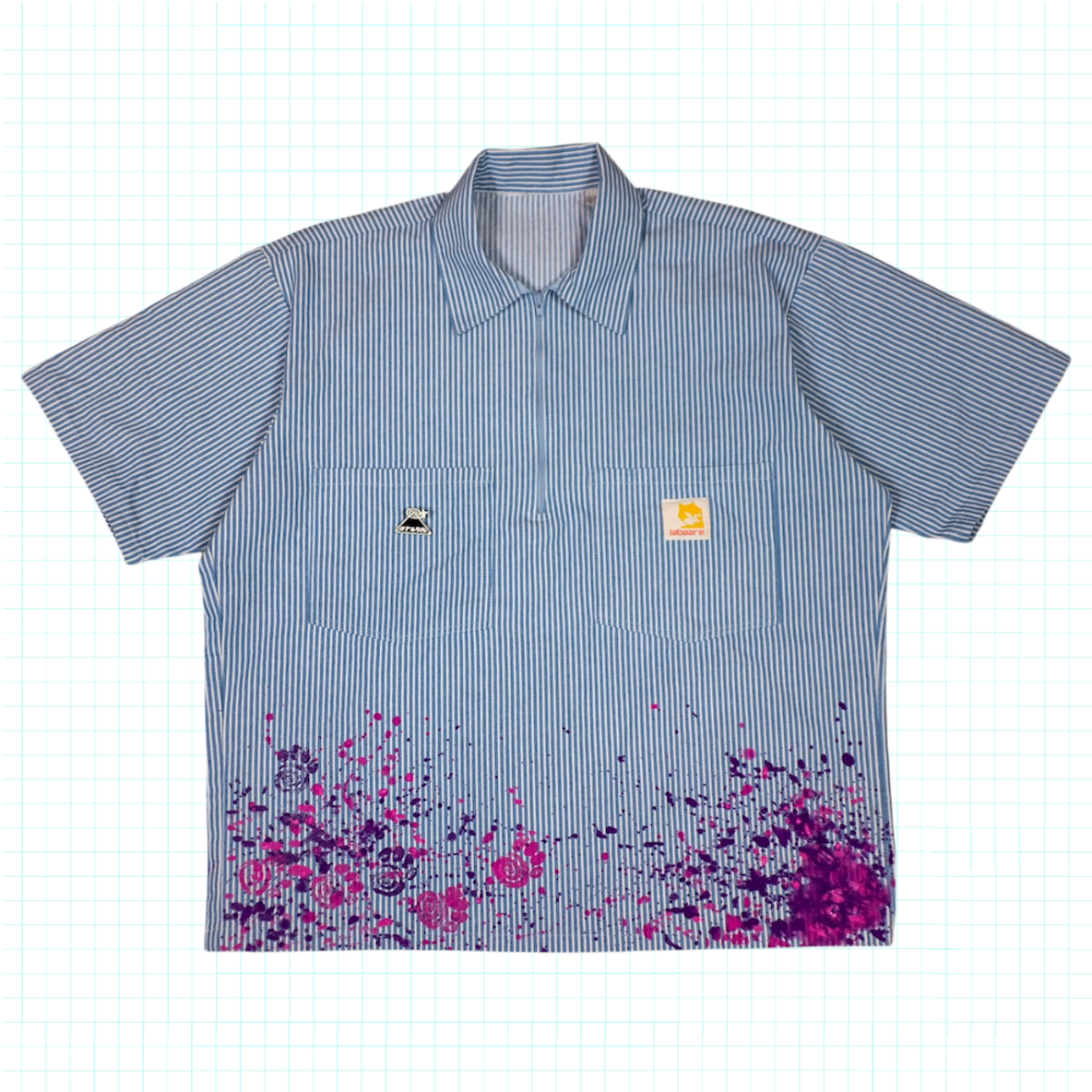 Labware Half-Zip Work Shirt - Blue Stripe (Gram-Stained)