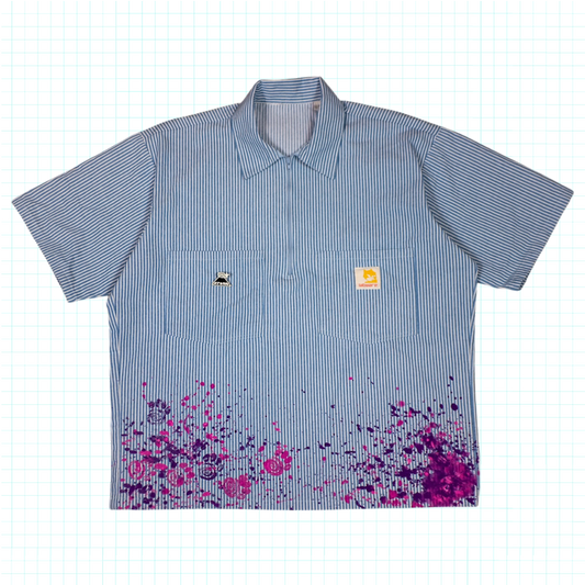 Labware Half-Zip Work Shirt - Blue Stripe (Gram-Stained)