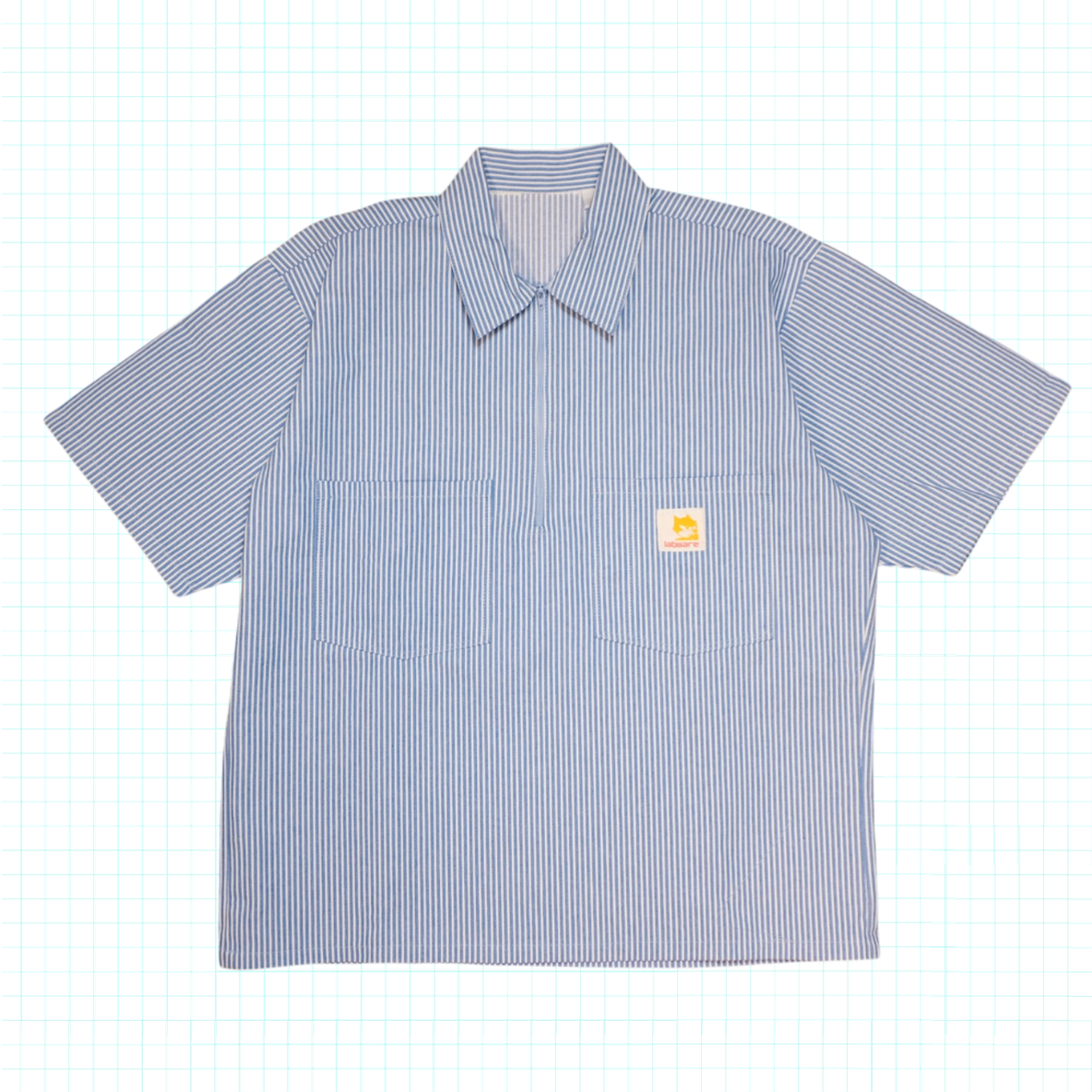 Labware Half-Zip Work Shirt - Blue Stripe
