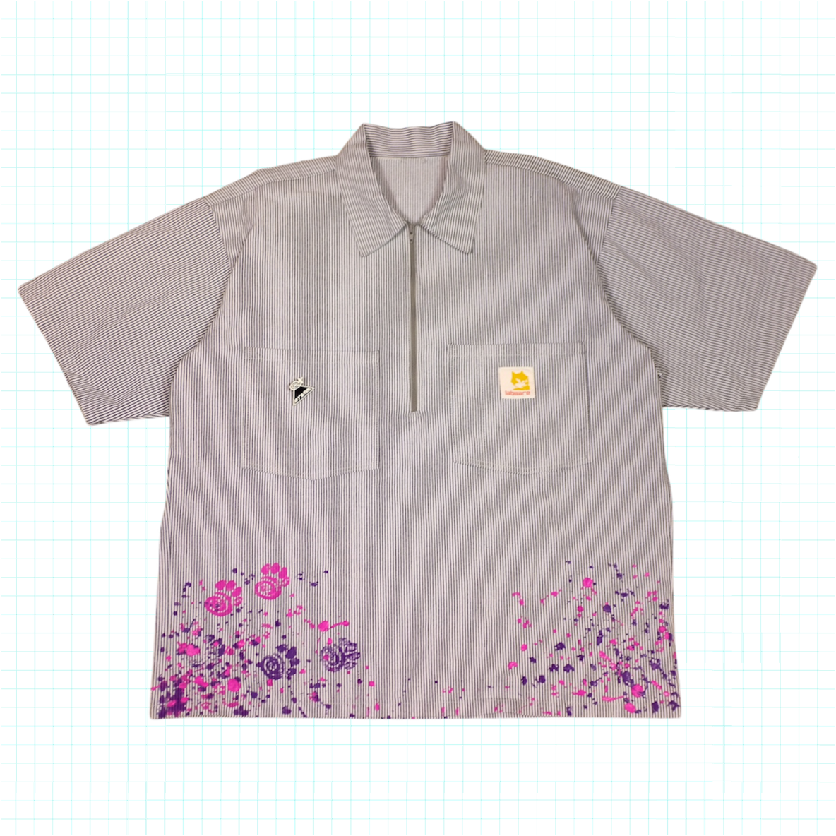 Labware Half-Zip Work Shirt - Hickory Stripe (Gram-Stained)