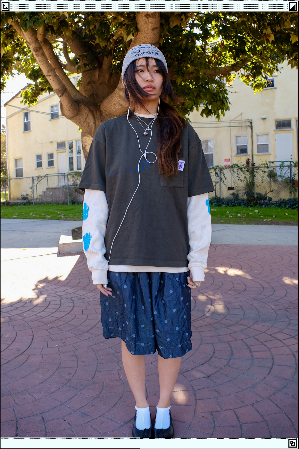 Shadow Dot Denim Reversible Shorts