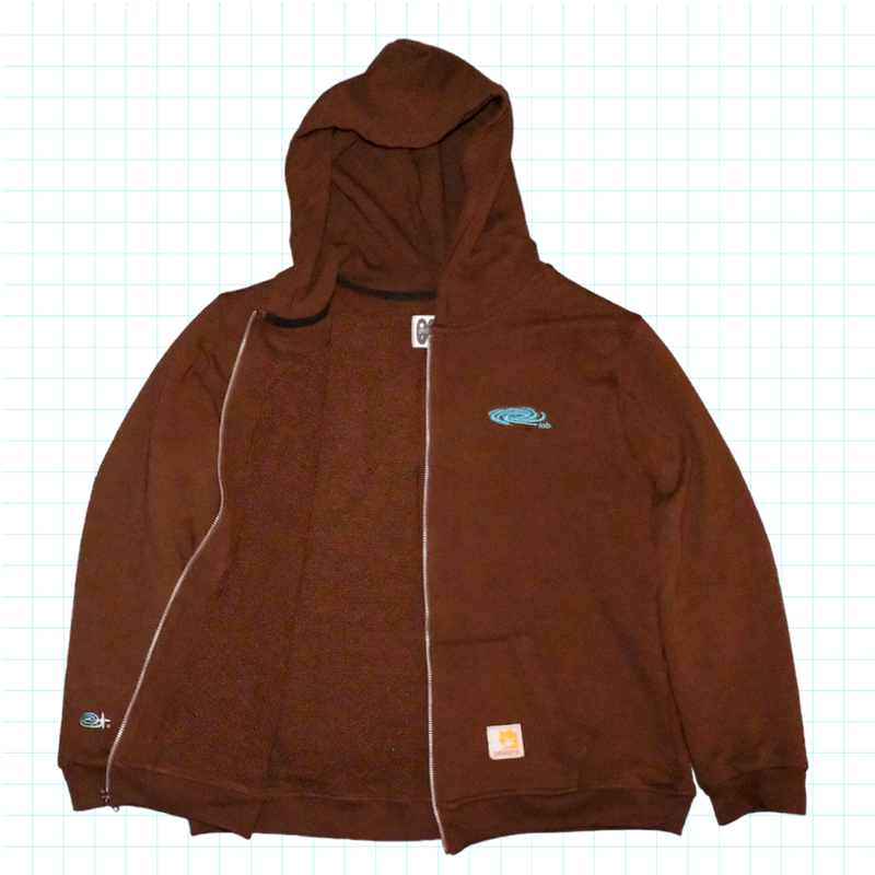 Labware Waffle Thermal Zip Up Hoodie - Brown