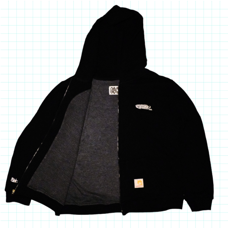Labware Waffle Thermal Zip Up Hoodie - Black