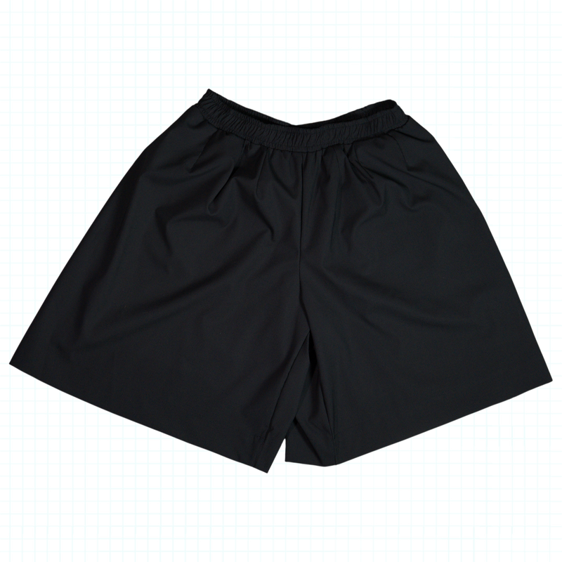 Micro Stripe Denim Pleated Box Shorts