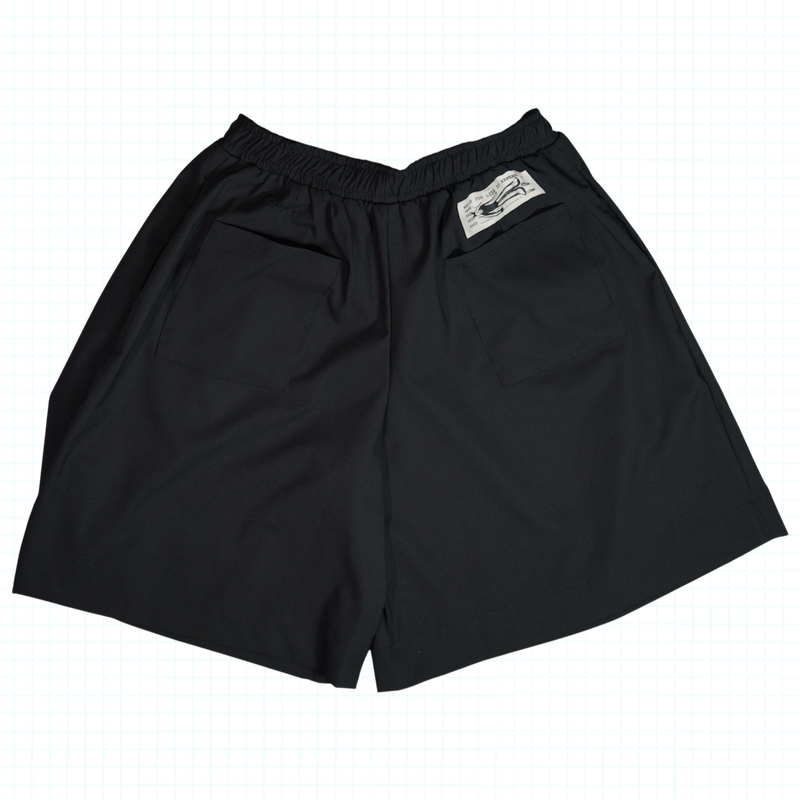 Hand Embroidered Micro Stripe Denim Pleated Box Shorts