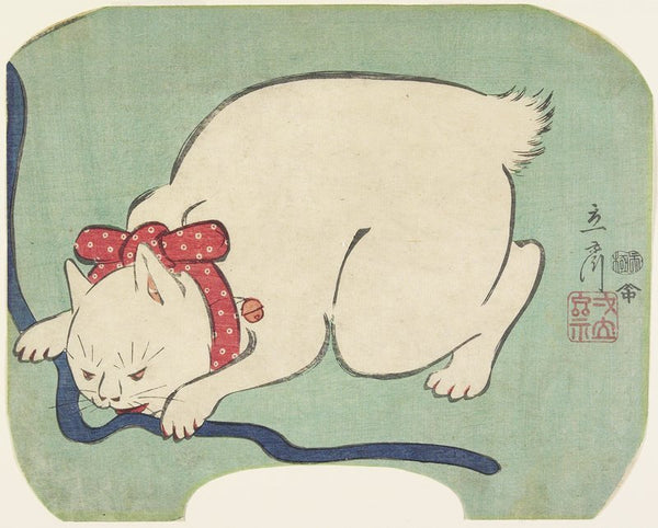 Fig 5.16 Utagawa Hiroshige IIA White Cat Playing with a String1863