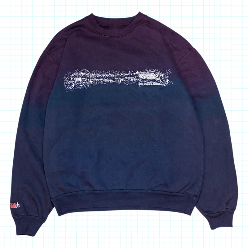 LIFE IS BUT A DREAM Dip Dye Ombré Sweatshirt - Purple/Navy