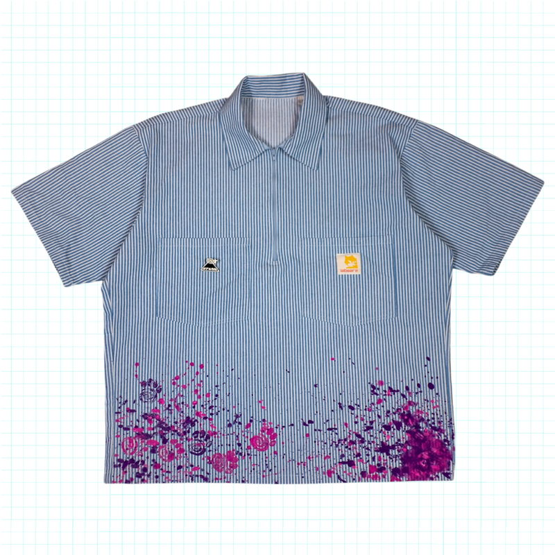 Labware Half-Zip Work Shirt - Blue Stripe (Gram-Stained)