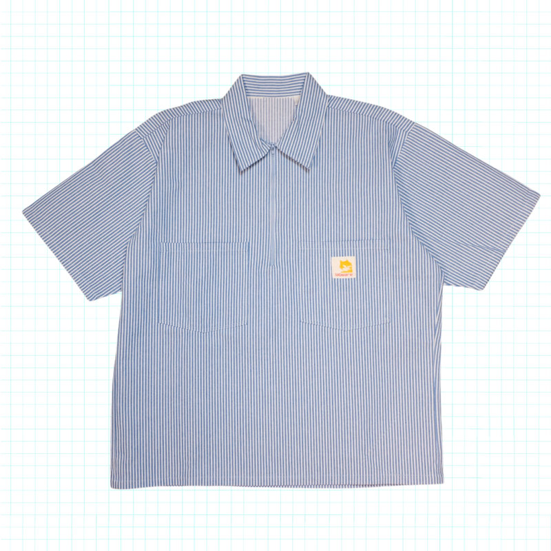 Labware Half-Zip Work Shirt - Blue Stripe