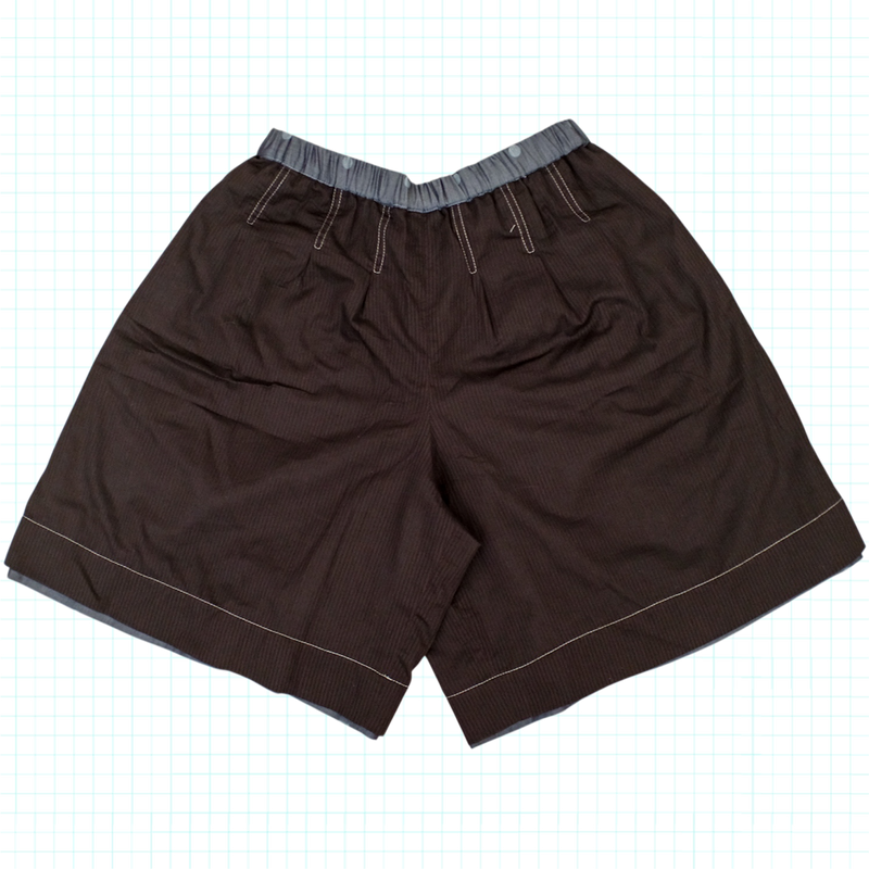 Shadow Dot Denim Pleated Reversible Box Shorts